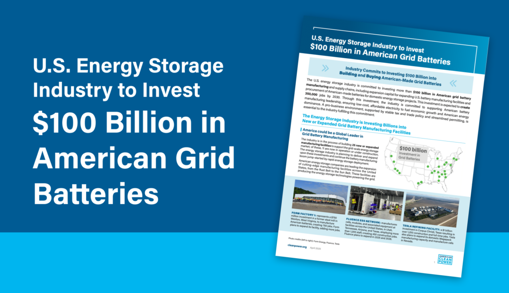 Energy Grid Storage Industry Investments Fact Sheet