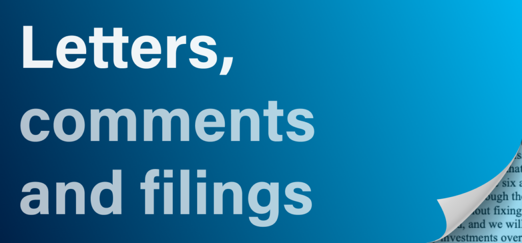 Image saying Letters, Comments and filings, with the word "Letters" highlighted
