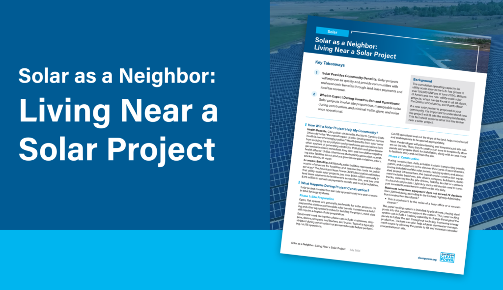 a graphic that reads solar as a neighbor living near a solar project